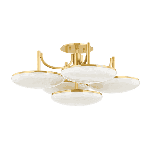 Aged Brass LED Semi Flush Mount from the Bregman Collection