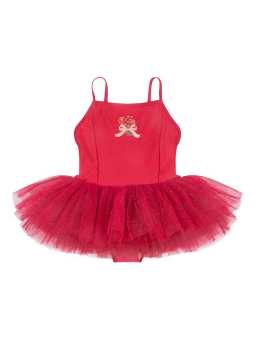 Rose-embellished tulle dress - Red