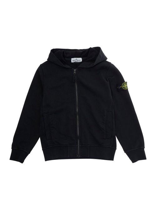 Cotton Logo Patch Hoodie — Black