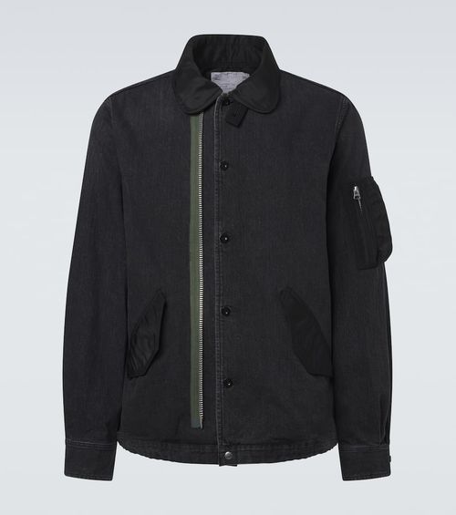 Twill-trimmed denim blouson jacket