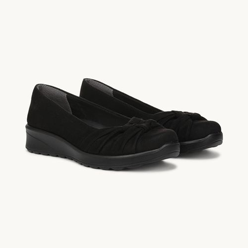 For Glamour Slip On Flat Shoes Black Microfiber
