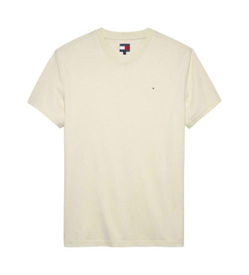 Tommy Jeans for man. DM0DM21780 Beige slim fit T-shirt with linear logo (M), Casual, Short sleeve, Organic Cotton, Sustainable