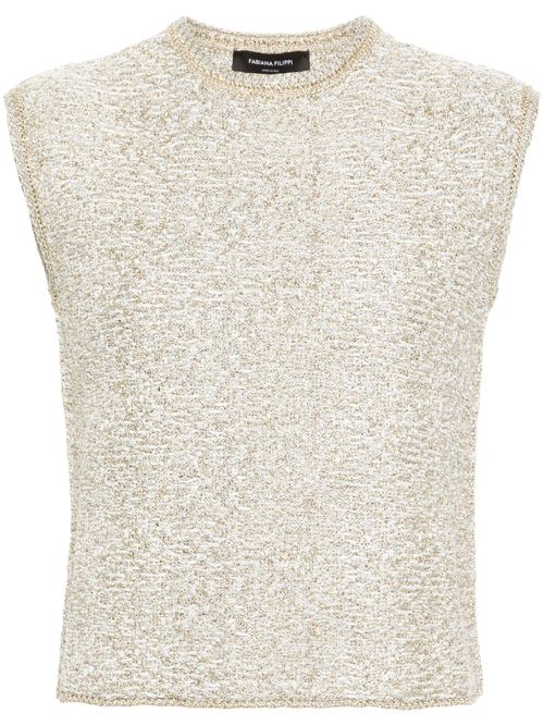 Lurex-detail bouclé top - Grey