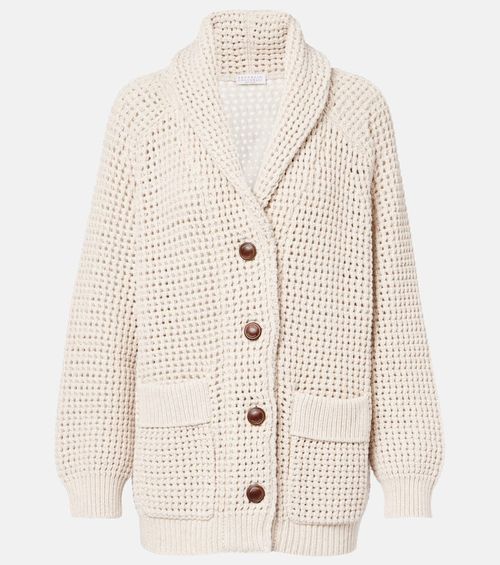 Open-knit cotton-blend cardigan