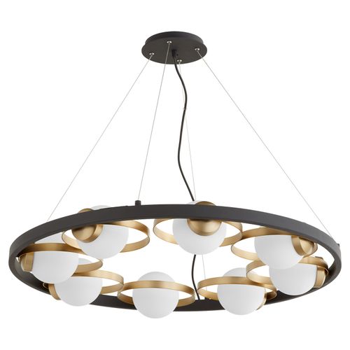 Nimbus 8-Light Chandelier in Textured Black w with Aged Bra