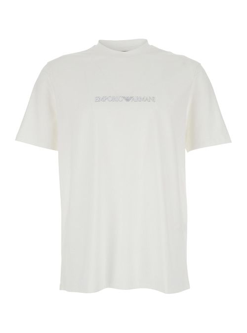 Logo-Embroidered Crew Neck T-Shirt — White