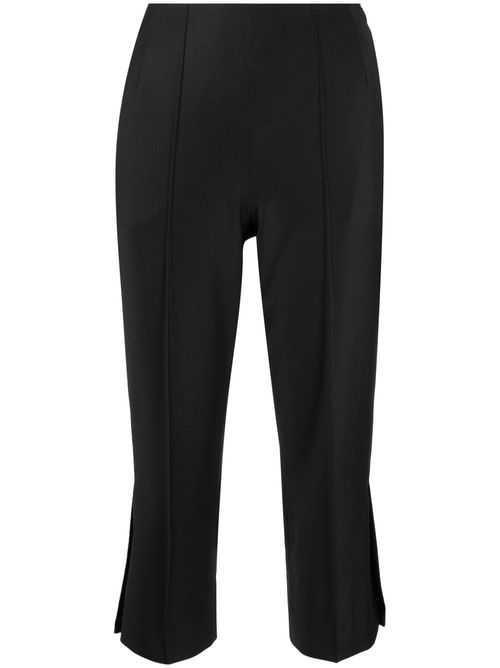 Wool blend cropped trousers - Black