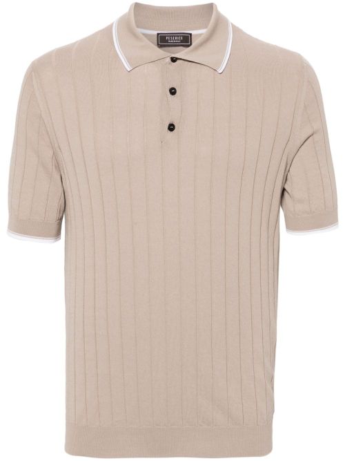 Chunky-ribbed polo shirt - Neutrals