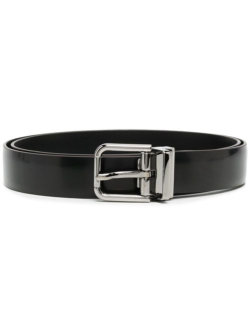 Logo-engraved buckle belt - Black