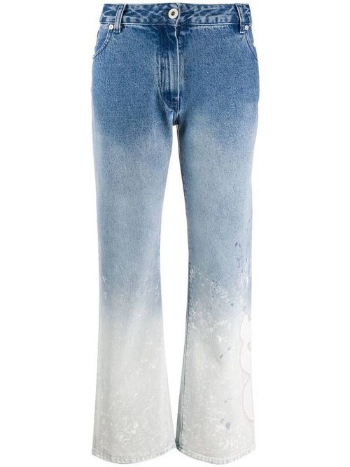Bleach effect straight jeans - Blue