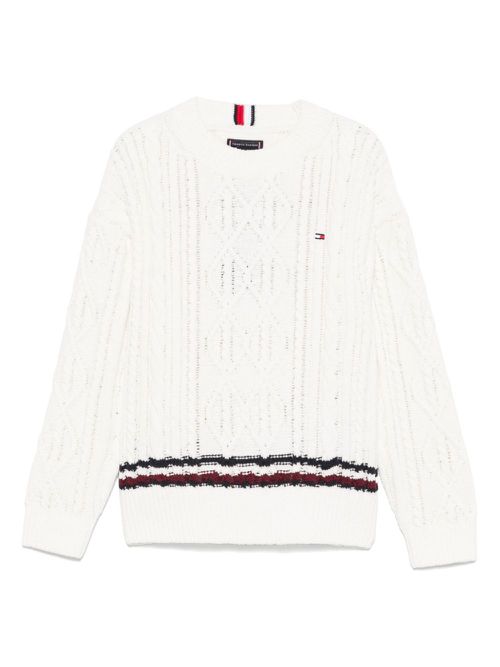 Cable-knit chenille sweater - Neutrals