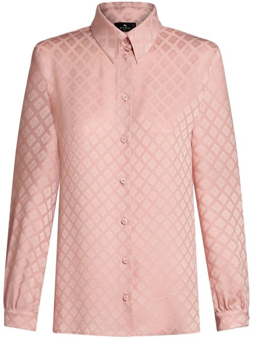 Patterned silk-jacquard shirt - Pink