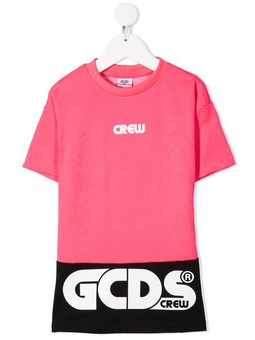 Colour-block logo print T-shirt dress - Pink
