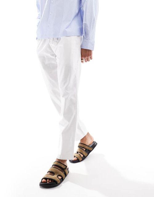 Hollister loose linen blend pull on pants in white stripe