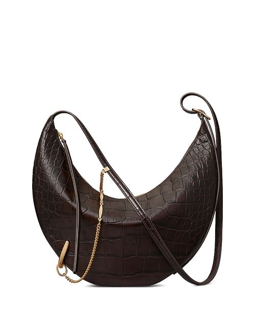 Pierced Embossed Leather Crossbody