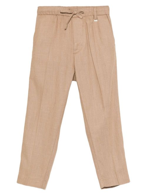Elasticated-waistband trousers - Brown