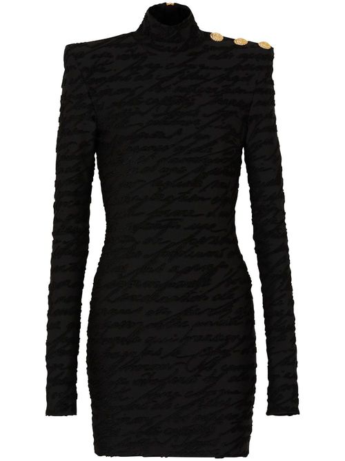 Monogram-pattern mini dress - Black