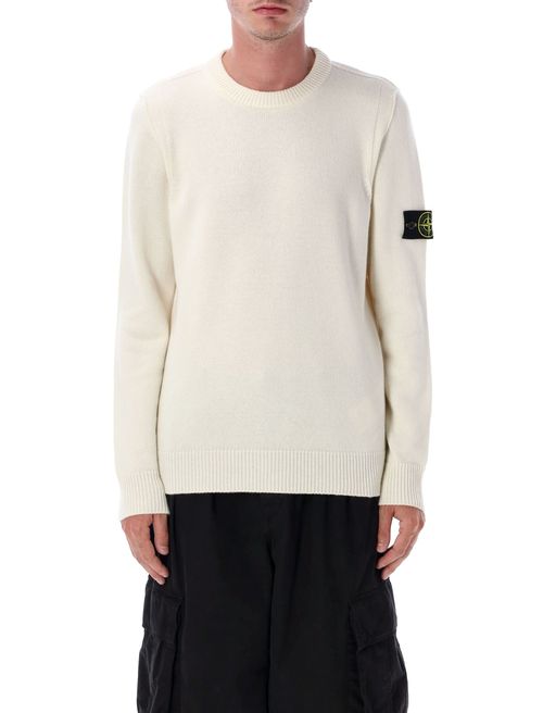 -Inspired Wool-Blend Crewneck Sweater with Raised Seam Detail