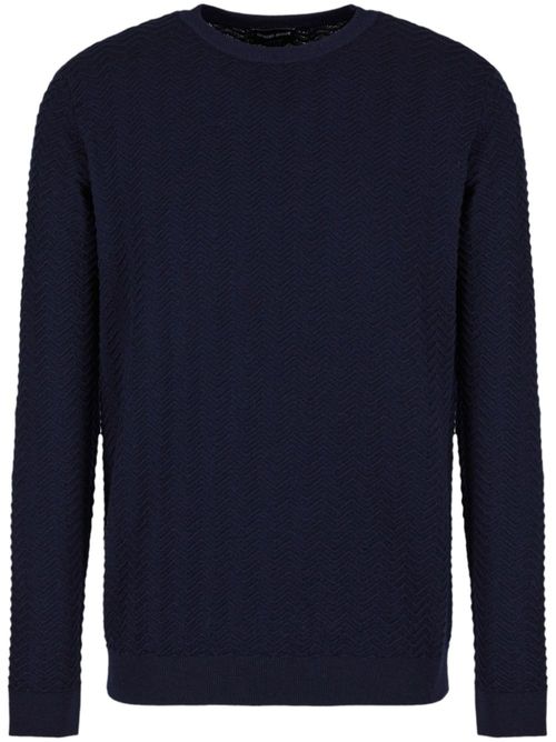 Chevron-knit wool-blend jumper - Blue