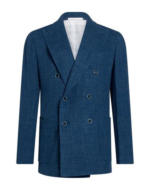 Man Blazer Blue Size 42 Virgin Wool, Silk, Linen