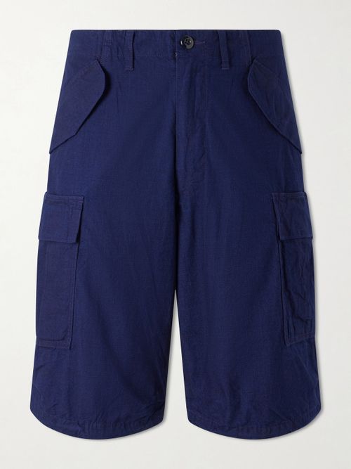 Straight-Leg Cotton-Ripstop Cargo Shorts - Men - Blue