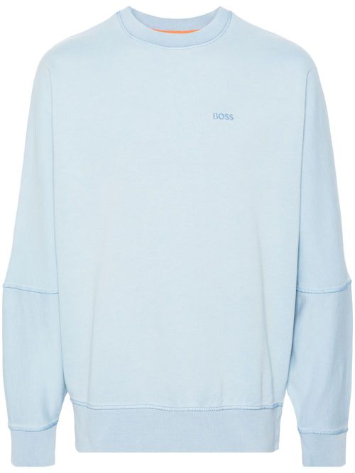 Logo-embroidered cotton sweatshirt - Blue