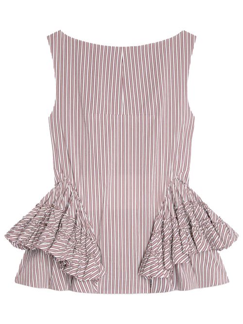 Brown Stripes Boat Neck Top