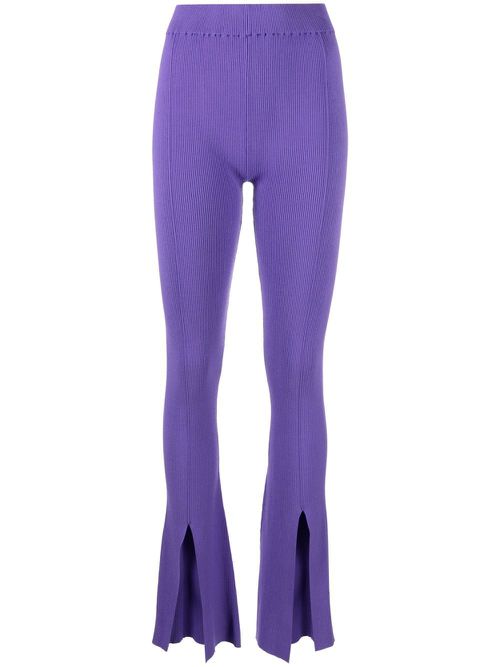 Front slit knit trousers - Purple