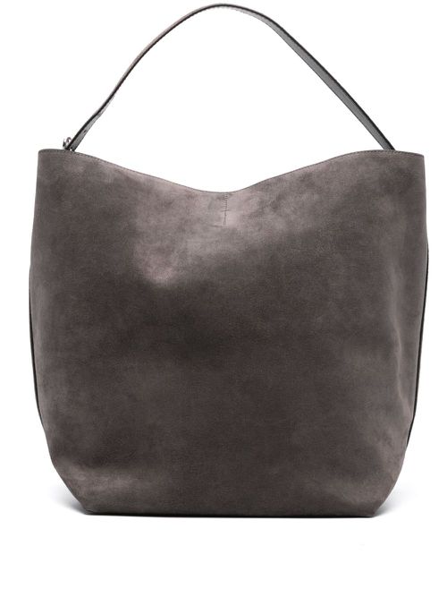 Open-top suede tote bag - Grey