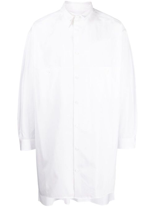 Panelled slim-cut cotton shirt - White