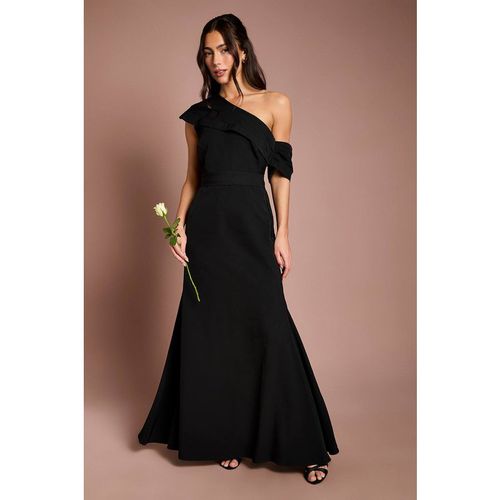 Coast Crepe High Neck One Shoulder Bridesmaid Maxi Dress In Black