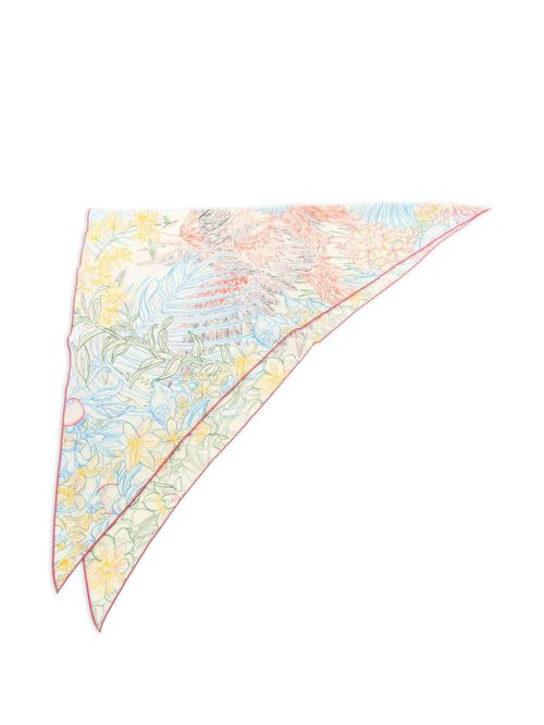 2000s Flamingo Party Coloriage silk scarf - Neutrals
