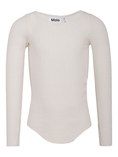 Fine-ribbed long-sleeve body - Neutrals
