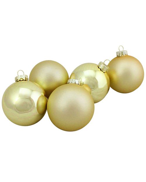 Northlight 6Ct Gold 2-Finish Glass Ball Christmas Ornaments 3.25in (80Mm)