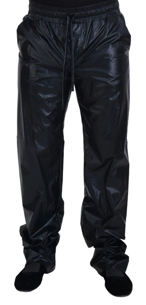 Nylon Drawstring Trousers — Black
