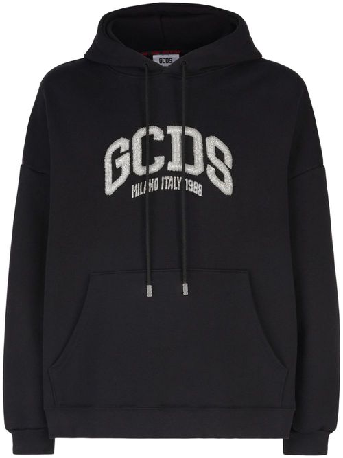 Logo-embellished cotton hoodie - Black