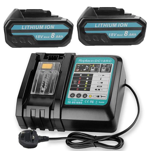 TEMU 2x Batteries 8000mah Bl1860b With Dc18rc Charger For Makita 18v Battery Replacement Battery Bl1860 Bl1850b Bl1850 Bl1840 Bl1845 Bl1835 B