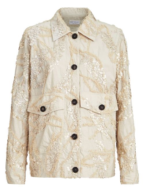 Dazzling Seabed Embroidery Outerwear Jacket In Tech