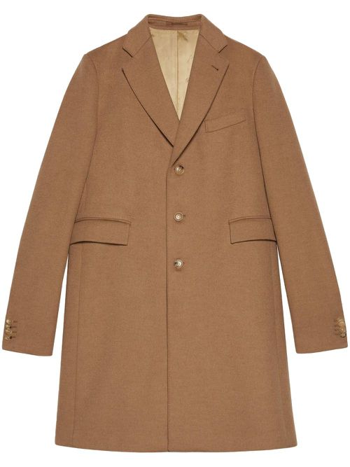 Single-breasted camel hair coat - Brown