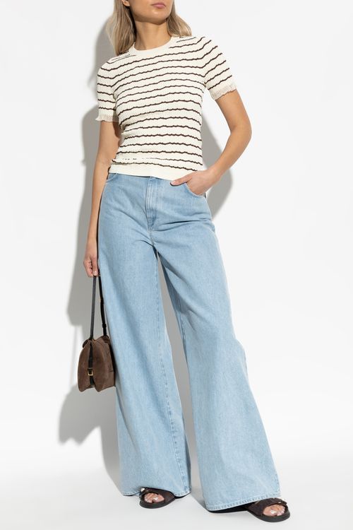 Striped Pattern Top, Women's, Cream