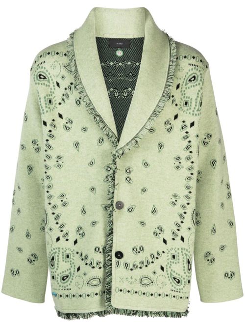 Bandana-jacquard cashmere cardigan - Green