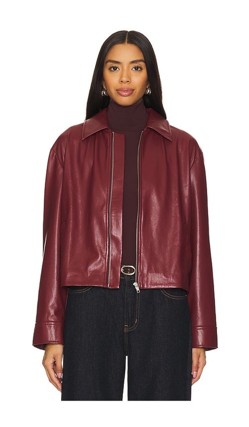 House of Harlow 1960 x REVOLVE Rapha Faux Leather Jacket in Burgundy.  XL also in L, M, S