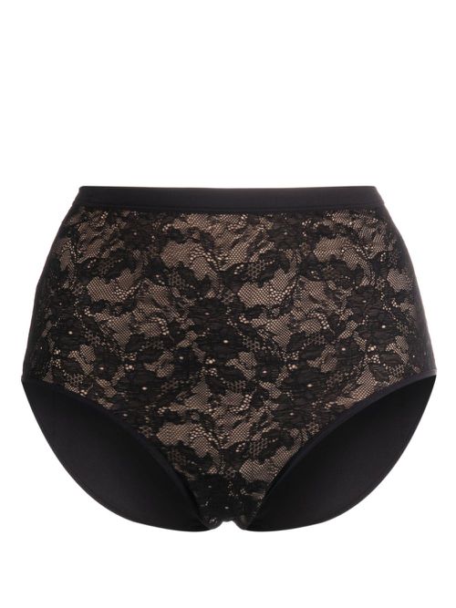 Taboo floral-lace high-waist briefs - Black