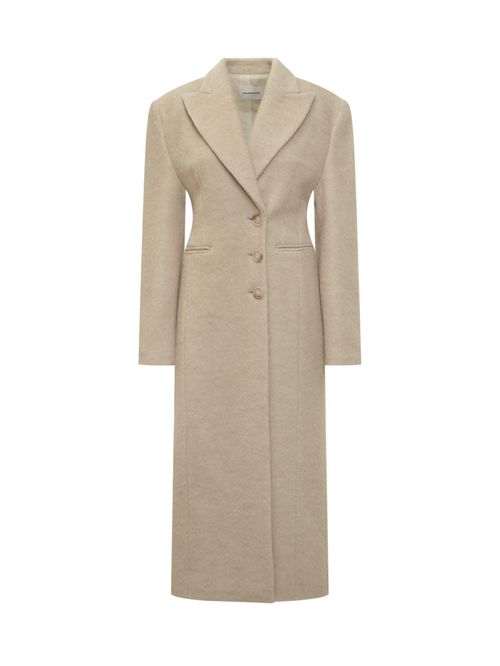 Off White Peaked Lapel Trench Coat
