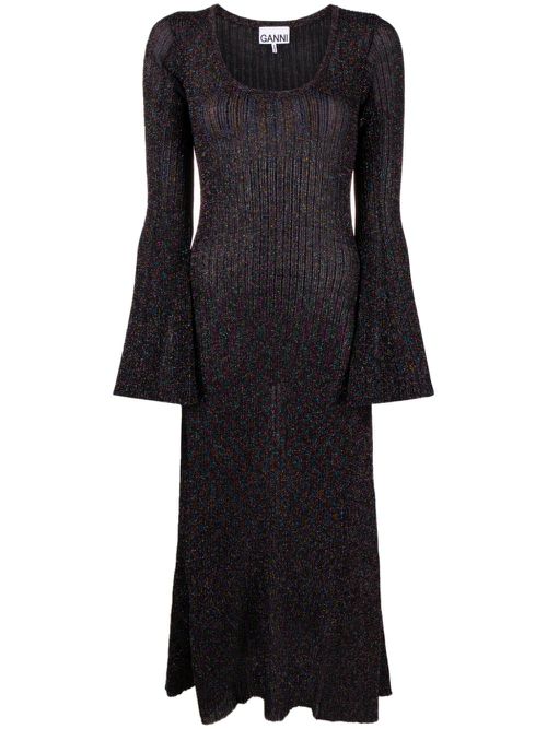 Metallic ribbed maxi dress - Black