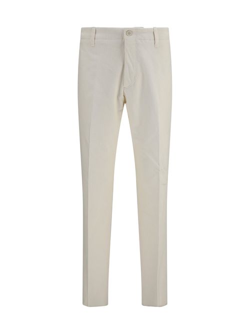 Ribbed Viscose Trousers — Beige