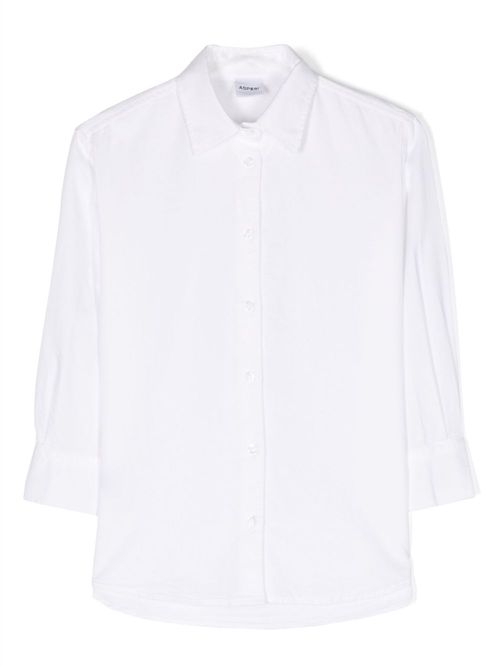 Spread-collar cotton shirt - White