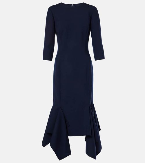 Pleated wool-blend midi dress
