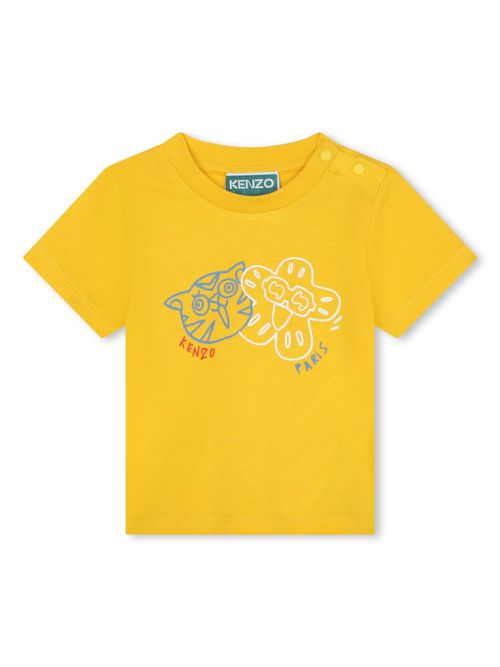 Logo-print organic-cotton T-shirt - Yellow
