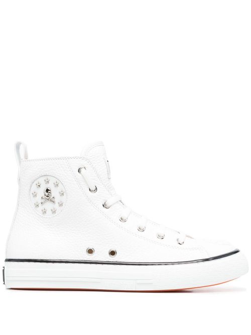 Leather high-top sneakers - White